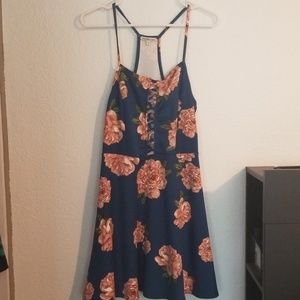 Floral skater dress with pink floral design.